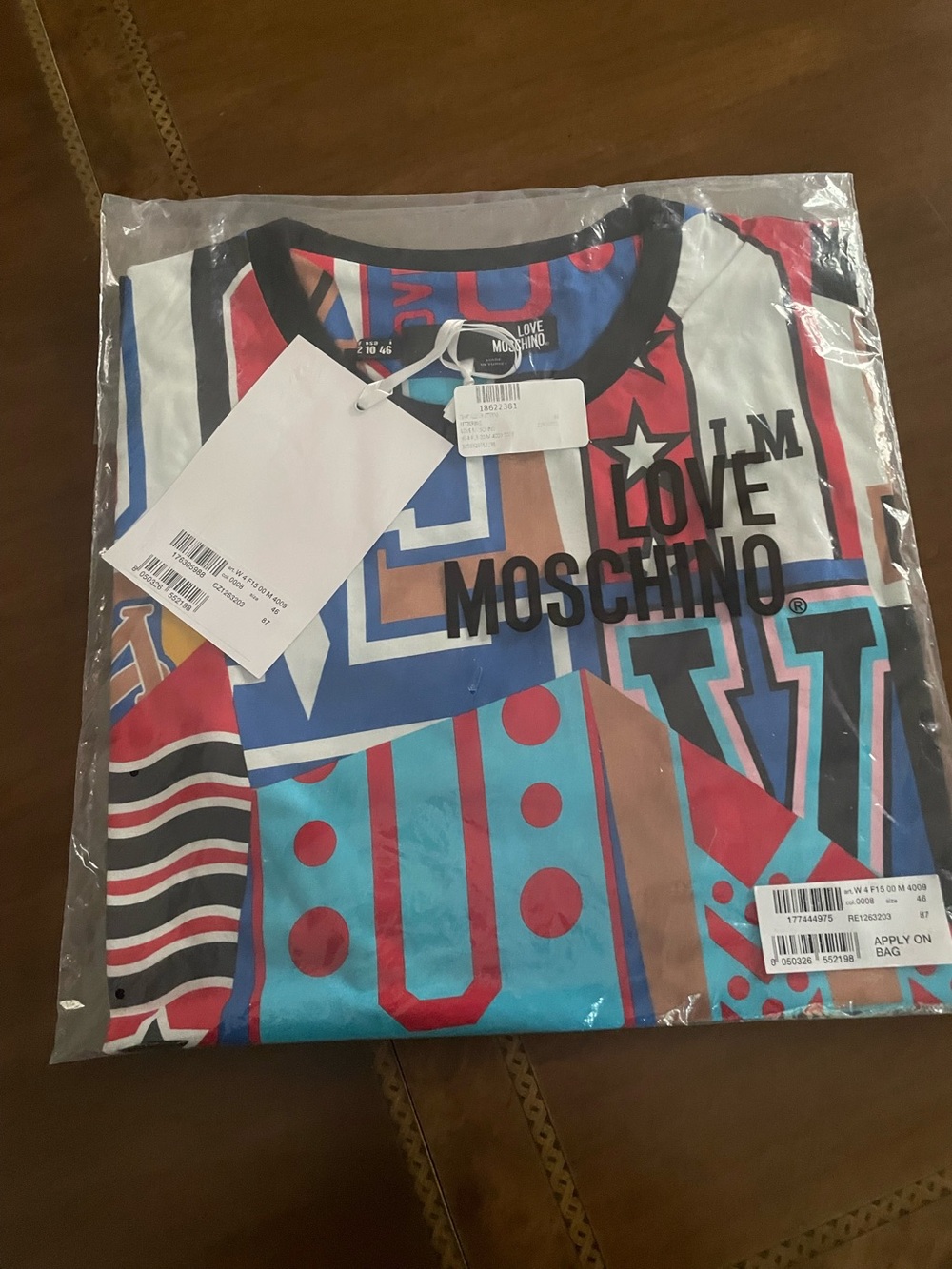 Love Moschino Multicolor Graphic Short Sleeve Tee - Blue/Red/Brown